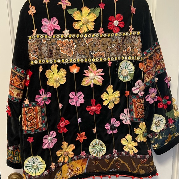 Unique Velvet Lined Jacket. Full of Floral Sparkles. S - Picture 4 of 6